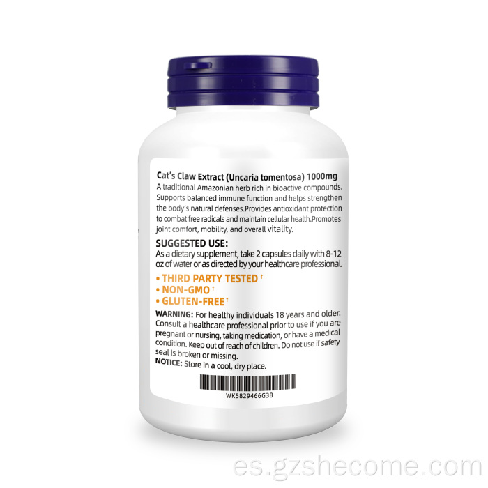 Shecome Uña de Gato Cápsulas Salud Inmune Antioxidante